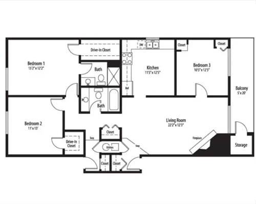 Albion Oak Park Three Bedroom Floor Plan